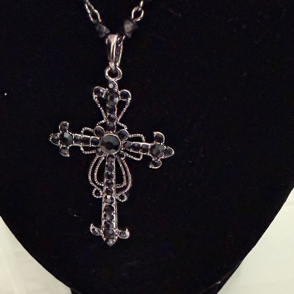 Intricate Black Cross Necklace - Picture 2 of 2